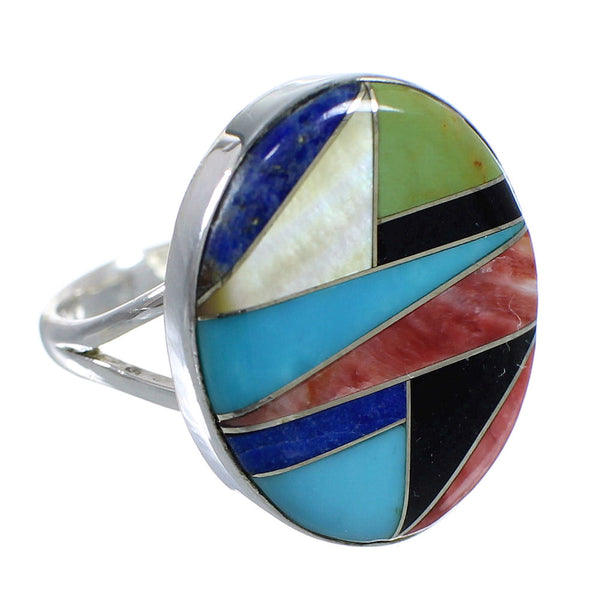 Sterling Silver And Multicolor Jewelry Ring Size 6-3/4 VX58840